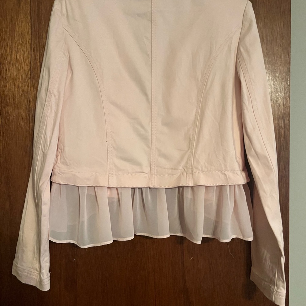 White House Black Market Light Pink Ruffled Blazer - Picture 3 of 7